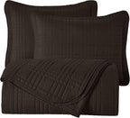 Chezmoi Collection Kingston Queen Size Bedspread Set, 3-Piece Brown Oversized - Image 9