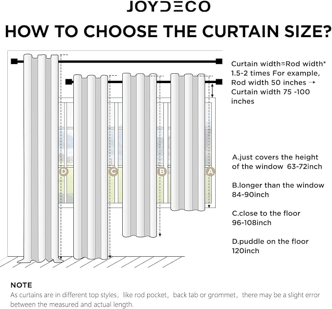 Joydeco Blackout Curtains 96 Inches Long, Light Blocking Curtains - Image 9