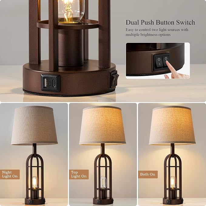SRJJA Table Lamps for Living Room End Table Set of 2 - Image 2