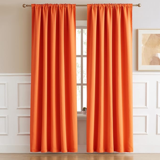 Bright Orange Curtains 2 Panels - Image 2