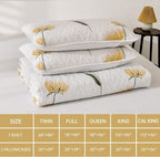 Dinjoy Twin Quilt Set, 2 Pieces Yellow Floral Bedspread Bedding Set | Mustard - Image 6