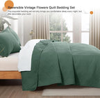 Whale Flotilla Soft Cal King Quilt Bedding Set, Lightweight Bedspreads | Olive - Image 8