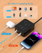 Power Strip Surge Protector, 5Ft Flat Extension Cord - Image 6