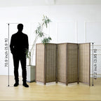 5 Panel Short Room Divider Screen, Small Bamboo Panel Divider - Image 2
