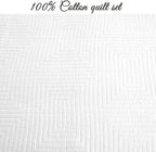 Cozy Line Home Fashions 100% Cotton Square Check Stitch Solid White Quilt - Image 3