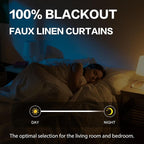Burlap Linen Blackout Curtains for Ceiling Track System Back Tab, Loop Pocket - Image 7