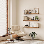 BAYKA Rustic Brown Floating Shelves 47.2in, Wall Mount Wood Shelf | Easy Install - Image 4