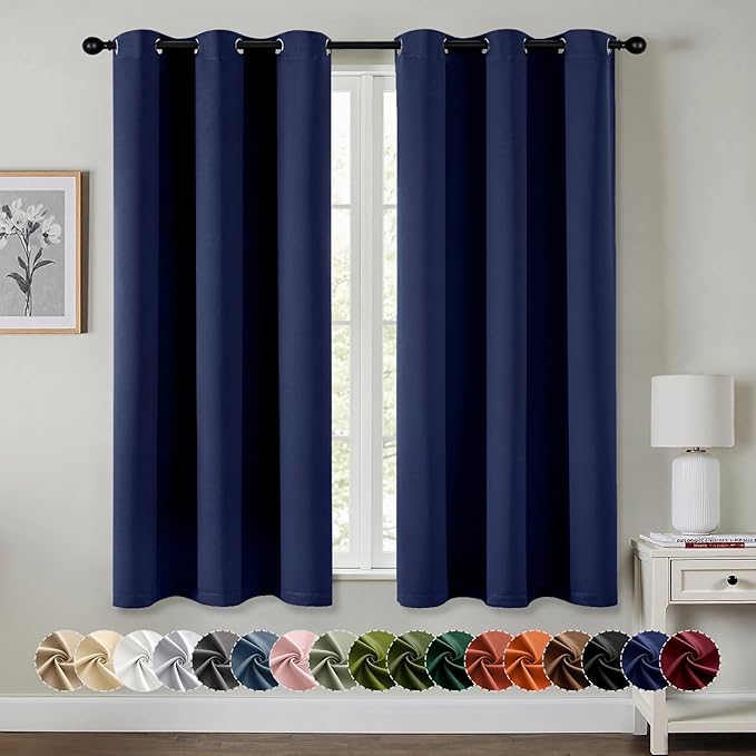 MIULEE Blackout Curtains for Bedroom 2 Panels 40 x 40 Inch Long Navy Blue | by MIULEE