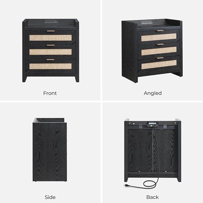 SICOTAS Rattan Nightstand Larger Bedside Table - Image 9