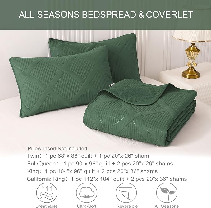 Exclusivo Mezcla Twin Size Quilt Set, Olive Green | Soft Bedspreads - Image 6