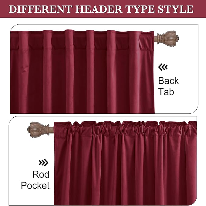 RYB HOME Velvet Curtains 108 inches Long, Extra Long High Ceiling Curtains | - Image 2