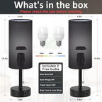Black Bedside Table Lamps Set of 2 - Image 5