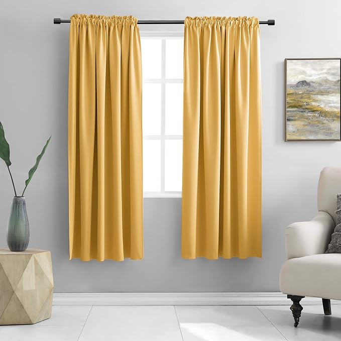 Gold Yellow Blackout Curtains for Kitchen by DONREN