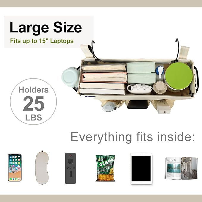 Surblue Bedside Organizer with Hook Bedside Caddy Hanging Storage Bag with - Image 3