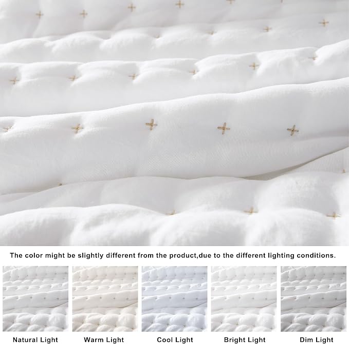 WDCOZY White King Size Quilt Bedding Sets - Image 2
