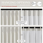 Beige White 70 Inch Extra Wide Blackout Curtains 84 Inch Long 2 Panels Set - Image 6