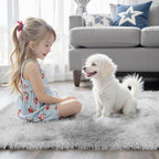 4x6 Area Rugs for Bedroom, Light Grey Tie-Dyed Fluffy Shag Bedside Rugs | - Image 2