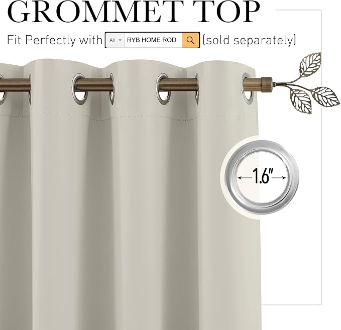 RYB HOME Blackout Curtains Room Divider - Image 2