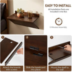 Floating Nightstand Set of 2 Walnut Bedside Table Wall Mounted Wood | Z-Shape - Image 9