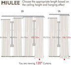 MIULEE 100% Blackout Back Tab Pleat Linen Curtains 50" Wx120 L, Sage Green | 2 - Image 7