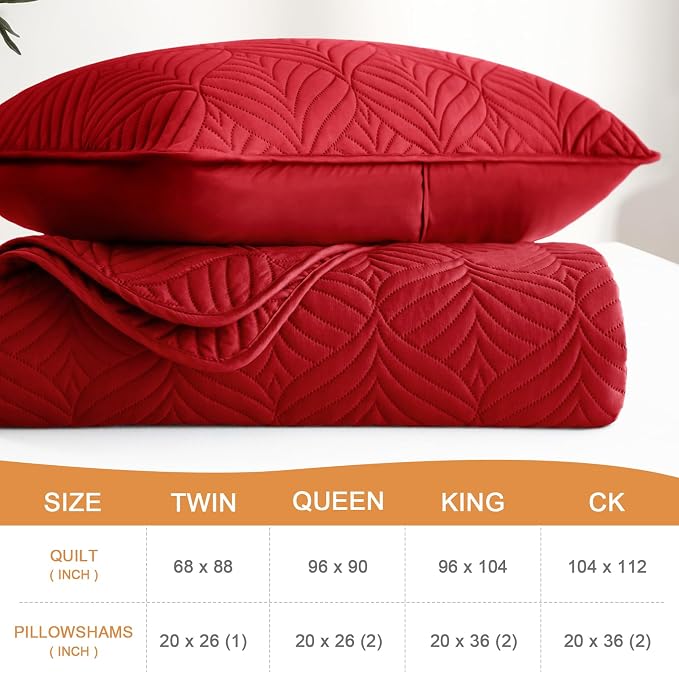 Whale Flotilla Extra Soft Twin Quilt Bedding Set, Lightweight Bedspreads | Red - Image 4