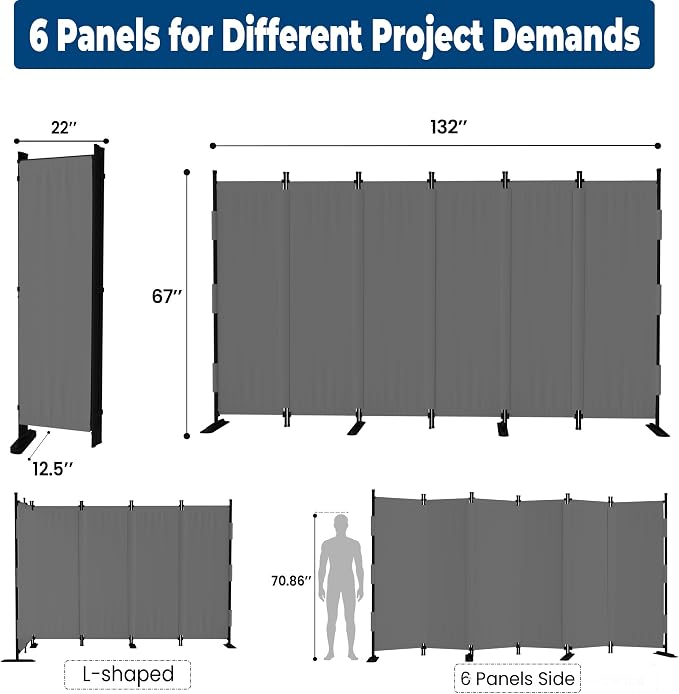 Room Divider, 6 Panel Upgraded 132” Folding Screen Highly Secretive | Privacy - Image 6