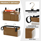 DOMIKING Brown Bedside Caddy for Dorm Bed Recliner Armrest Organizer - Image 5