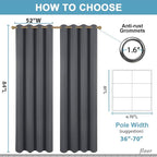 Diraysid Dark Grey Grommet Blackout Curtains - Image 3