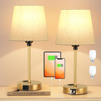 Gold Bedside Lamps Set 2 for Bedroom - Image 2