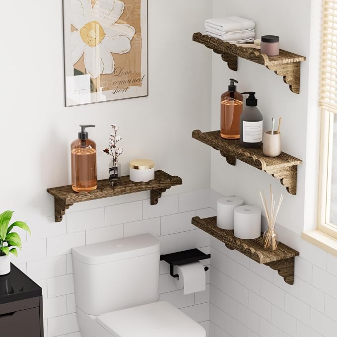 Scalloped Wood Wall Shelf – 17 Inch Floating Shelf - Image 4