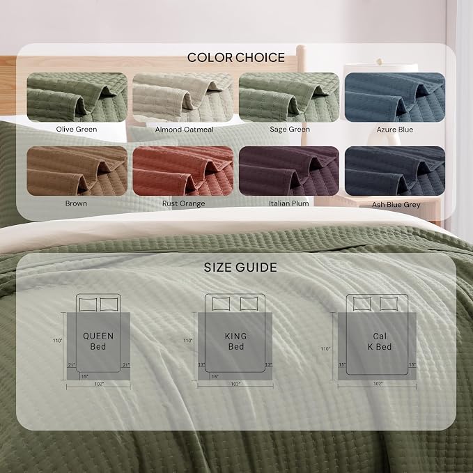 Oversized King Quilt-Sage Green Lightweight Bedspreads Quilt Bedding Set | Soft - Image 5