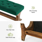 LITTLE TREE 55" Upholstered End of Bed Bench, Solid Wood Tufted Entryway Bench - Image 7