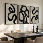 Large Framed Black and White Abstract Wall Art - Image 2