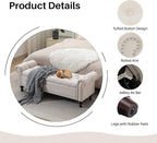 SOFTHION 58.1" Storage Bench for Bedroom, Linen Upholstered - Image 4