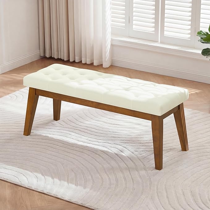 43.5" Upholstered Bedroom Bench, Linen Entryway Bench by CACFTII