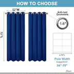 Diraysid Royal Blue Grommet Blackout Curtains - Image 3
