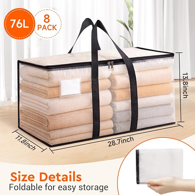 BlissTotes Moving Bags, 76L 8-Pack Storage Bags, Moving Boxes | Moving Box - Image 2