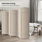 6 Panel Folding Room Divider, Woven Privacy Screen, handcrafted diamond pattern - Image 4