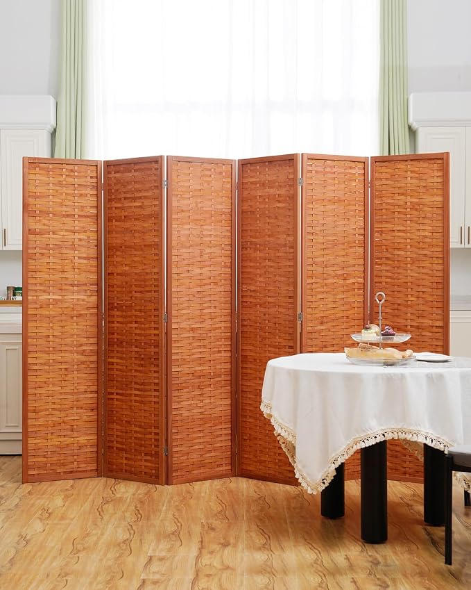 Bamboo Room Divider, 6-Panel Folding Privacy Screen, 6ft | 70.9" H x 119" W by Jostyle