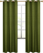 Diraysid 100% Blackout Curtains Olive Green Linen Curtains - Image 7