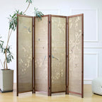 4 Panel Bamboo Room Divider Screen, Double-Sided Privacy Screen | Double-Sided by Furnnylane