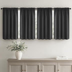 MIULEE Set of 4 Grey 45 Inch Short Blackout Kitchen Window Curtains | Bedroom - Image 2
