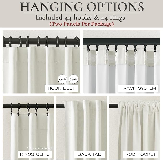 Cute Blackout Curtains 60 Inches Extra Wide Linen 96 Inch Length - Image 4