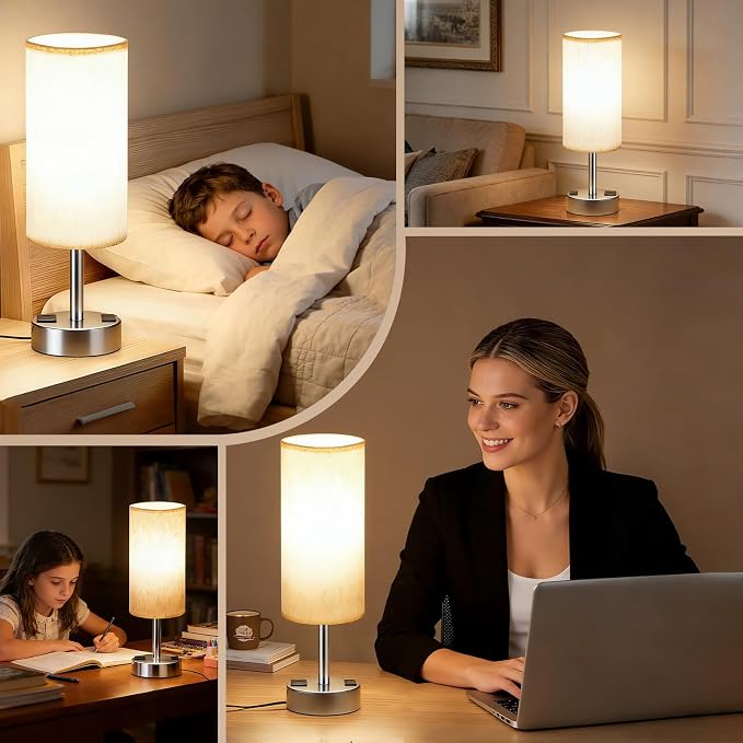 MOICO Bedside Table Lamp for Bedroom, 3-Way Dimmable Nightstand Lamp - Image 8