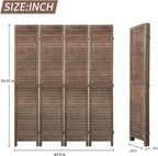 BLKMTY Room Divider 4 Panel Folding Screen Wood Screen Dividers 5.6ft Tall - Image 2