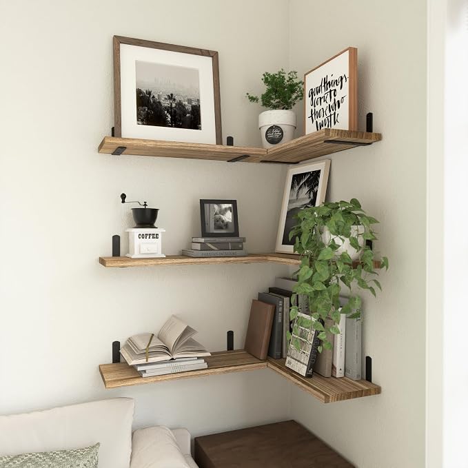 Wood Floating Shelves Set of 6, Shelves - Image 5