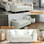 77.2" Oversized Chaise Lounge, Curved Soft End of Bed Bench - Image 7