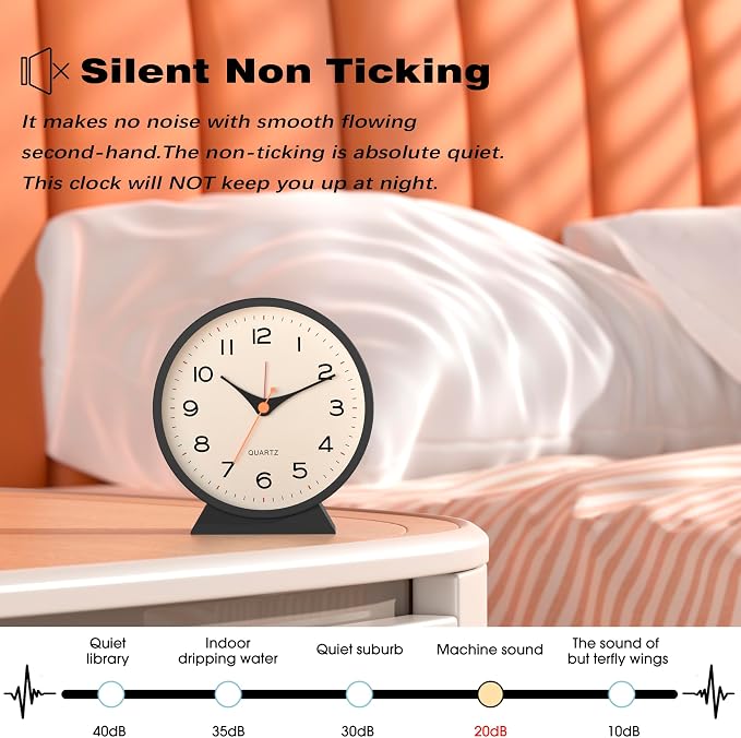AYRELY® 4.5" Analog Alarm Clock, Small Retro Desk Clock and Table Clock | - Image 6