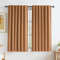 Burnt Orange Blackout Linen Curtains 2 Panels Set 63 Inch Length by KEQIAOSUOCAI
