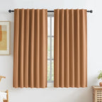 Burnt Orange Blackout Linen Curtains 2 Panels Set 63 Inch Length by KEQIAOSUOCAI